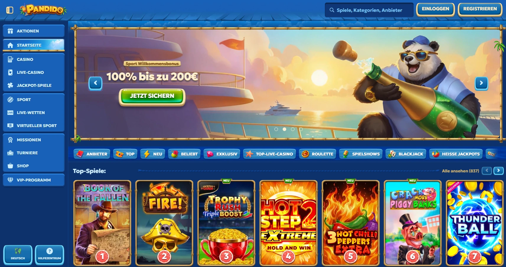 Pandido Online Casino: Spielkategorien und Anbieter — Pandido Casino